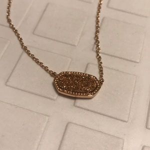 Kendra Scott Elisa Rose Gold Pendant Necklace in Rose Gold Drusy